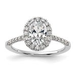 14k White Gold Halo (Holds 1 carat (8x) Oval Center) 3/8 carat Diamond Semi-mount Engagement Ring