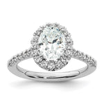 14k White Gold Halo (Holds 1.25 carat (8.5x) Oval Center) 1/2 carat Diamond Semi-mount Engagement Ring