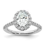 14k White Gold Halo (Holds 1.25 carat (8.5x) Oval Center) 1/2 carat Diamond Semi-mount Engagement Ring