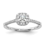 14k White Gold Halo (Holds 1/3 carat () Cushion Center) 1/4 carat Diamond Semi-mount Engagement Ring