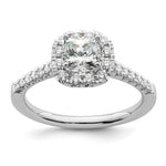 14k White Gold Halo (Holds 1/2 carat () Cushion Center) 3/8 carat Diamond Semi-mount Engagement Ring