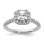 14k White Gold Halo (Holds 3/4 carat () Cushion Center) 3/8 carat Diamond Semi-mount Engagement Ring