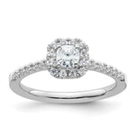 14k White Gold Halo (Holds 1/3 carat () Asscher-cut Center) 1/4 carat Diamond Semi-mount Engagement Ring