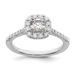 14k White Gold Halo (Holds 1/2 carat () Asscher-cut Center) 1/3 carat Diamond Semi-mount Engagement Ring