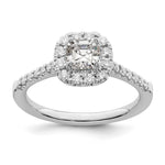 14k White Gold Halo (Holds 1/2 carat () Asscher-cut Center) 1/3 carat Diamond Semi-mount Engagement Ring