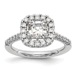 14k White Gold Halo (Holds 1 carat () Asscher-cut Center) 1/2 carat Diamond Semi-mount Engagement Ring
