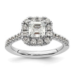 14k White Gold Halo (Holds 1 carat () Asscher-cut Center) 1/2 carat Diamond Semi-mount Engagement Ring