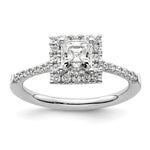14k White Gold Halo (Holds 3/4 carat () Princess Center) 1/3 carat Diamond Semi-mount Engagement Ring