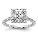 14k White Gold Halo (Holds 1 carat () Princess Center) 1/2 carat Diamond Semi-mount Engagement Ring
