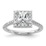 14k White Gold Halo (Holds 1 carat () Princess Center) 1/2 carat Diamond Semi-mount Engagement Ring