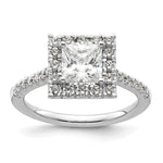 14k White Gold Halo (Holds 1.25 carat () Princess Center) 1/2 carat Diamond Semi-mount Engagement Ring
