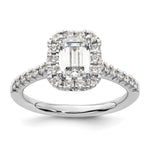 14k White Gold Halo (Holds 1.25 carat (6.8x) Emerald-cut Center) 1/2 carat Diamond Semi-mount Engagement Ring