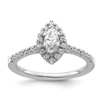 14k White Gold Halo (Holds 1/3 carat (7.1x) Marquise Center) 1/4 carat Diamond Semi-mount Engagement Ring