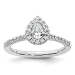 14k White Gold Halo (Holds 1/3 carat (5.6x) Pear Center) 1/4 carat Diamond Semi-mount Engagement Ring