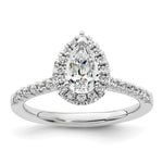 14k White Gold Halo (Holds 3/4 carat (7.7x) Pear Center) 1/3 carat Diamond Semi-mount Engagement Ring