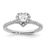 14k White Gold Halo (Holds 1/4 carat () Heart Center) 1/4 carat Diamond Semi-mount Engagement Ring