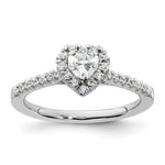 14k White Gold Halo (Holds 1/4 carat () Heart Center) 1/4 carat Diamond Semi-mount Engagement Ring