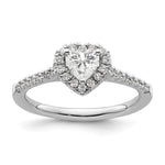 14k White Gold Halo (Holds 1/2 carat () Heart Center) 1/4 carat Diamond Semi-mount Engagement Ring