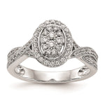 14K White Gold Oval Halo Cluster 1/2 carat Diamond Complete Engagement Ring