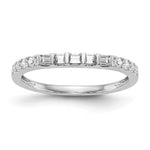 14k White Gold 1/4 carat Round/Baguette Diamond Contoured Complete Wedding Band