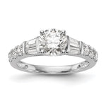 14K White Gold (Holds 1 carat () Round Center) 5/8 carat Round/Baguette Diamond Semi-Mount Engagement Ring