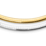14k Two-tone Reversible White and Yellow Domed Omega Necklace