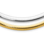 14k Two-tone Reversible White and Yellow Domed Omega Necklace