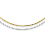 14k Two-tone Reversible White and Yellow Omega Necklace Plus Heart Chain Extender