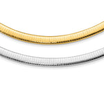 14k Two-tone Lightweight Reversible Omega Necklace Plus Heart Chain Extender