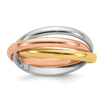 10k Tri-color Polished Rolling Ring Size 6.5