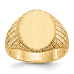 14k 12.0x Oval Closed Back Mens Signet Ring