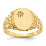 14k 1/2 point VS Diamond 9.0x Oval Closed Back Nugget Signet Ring