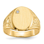 14k .02ct. AAA Diamond 11.0x Oval Open Back Mens Nugget Signet Ring