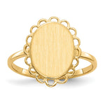 14k 9.0x Oval Open Back Scalloped Edge Signet Ring