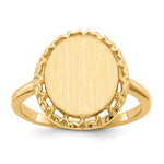 14k 11.0x Oval Open Back Filigree Edge Signet Ring