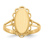 14k 7.0x Oval Open Back Scalloped Edge Signet Ring