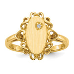 14k 6.0x Open Back AA Diamond Signet Ring
