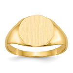14k 9.5x Round Closed Back Signet Ring