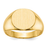 14k 13.5x Round Closed Back Mens Signet Ring