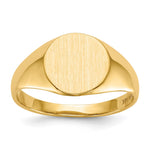 14k 9.5x Round Open Back Signet Ring