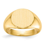 14k 13.5x Round Open Back Mens Signet Ring
