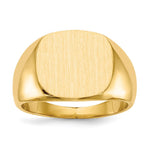 14k 15.5x Cushion Closed Back Mens Signet Ring