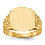 14k 14.0x Cushion Closed Back Mens Nugget Signet Ring