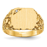 14k .01ct. AA Diamond 11.5x Cushion Closed Back Nugget Signet Ring