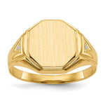 14k .01ct. AA Diamond 11.5x Octagon Open Back Mens Signet Ring
