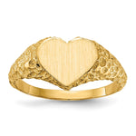 14k 8.0x Open Back Heart Signet Ring