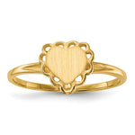 14k 6.5x Open Back Scalloped Edge Heart Signet Ring