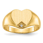 14k .005ct. Diamond 9.0x Closed Back Heart Signet Ring