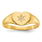 14k .01ct. Diamond 10.0x Open Back Heart Signet Ring