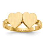 14k 7.5x Open Back Double Heart Signet Ring